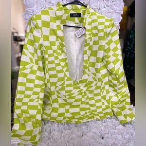 Green and white low cut Akira blazer
